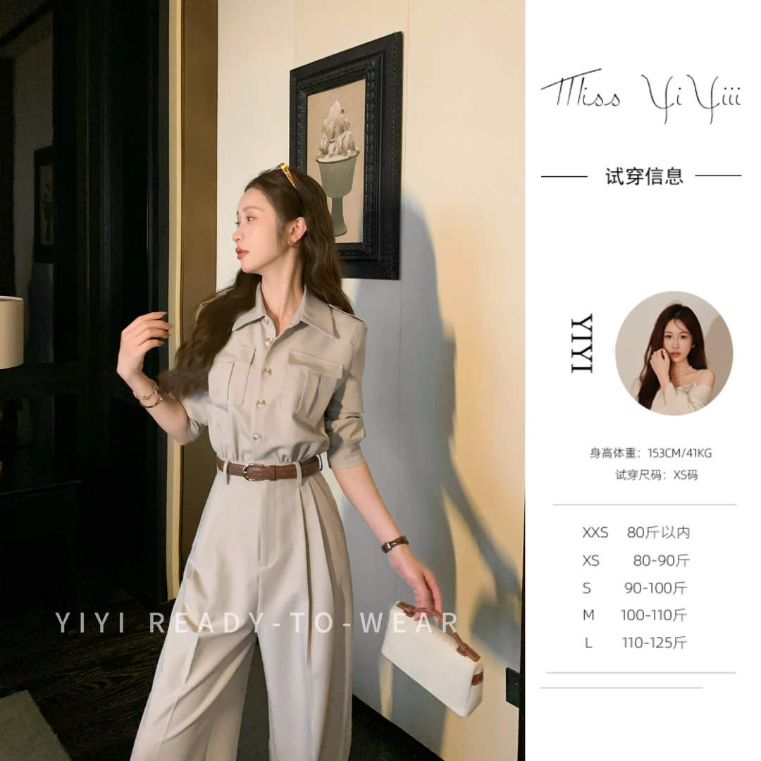 【华尔街头】<YiYiii>小个子复古工装连体裤时尚精致百搭显瘦裤子