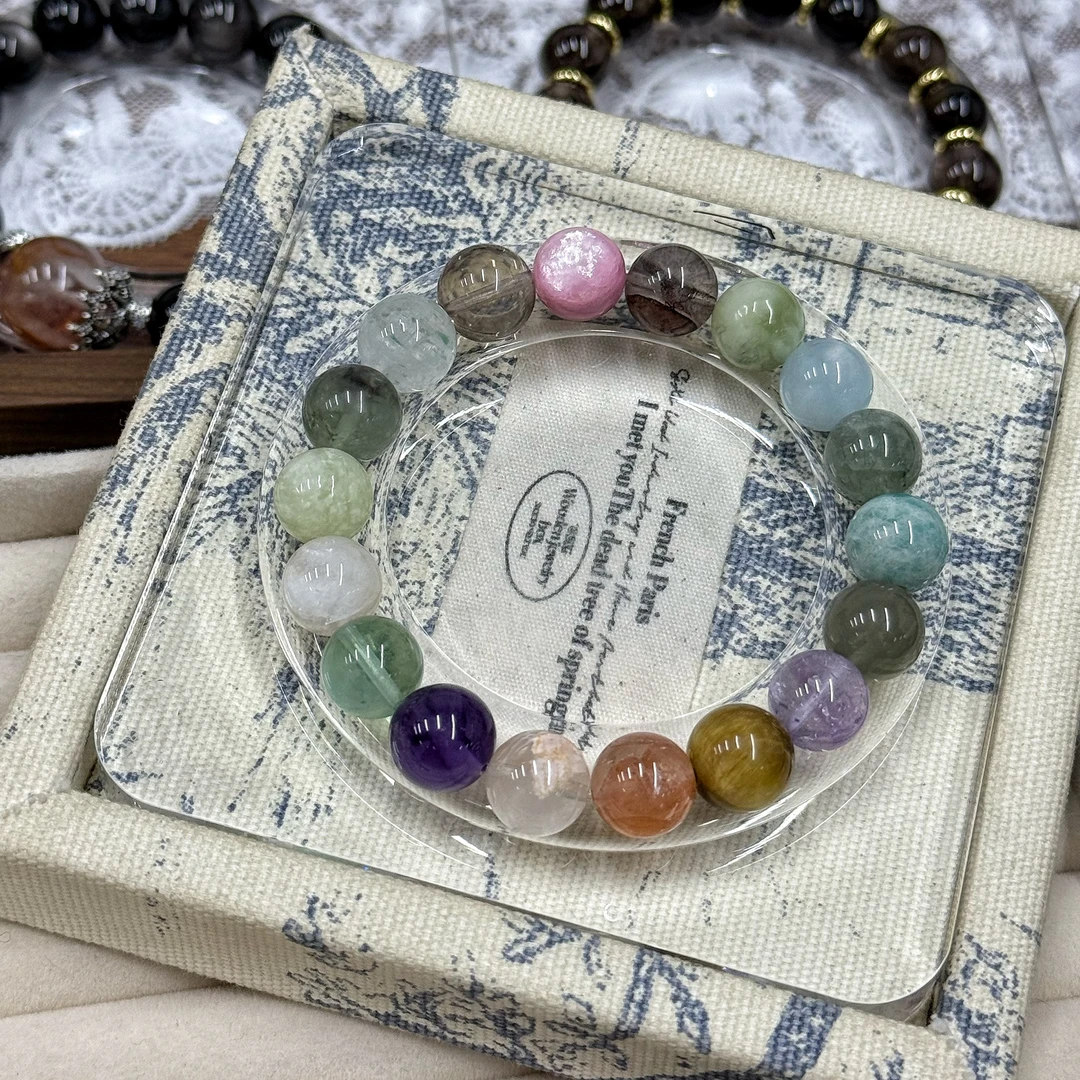 多宝-粉锂雪花薰衣草天河金虎眼红胶绿幽灵绿锂秀玉海蓝宝设计款