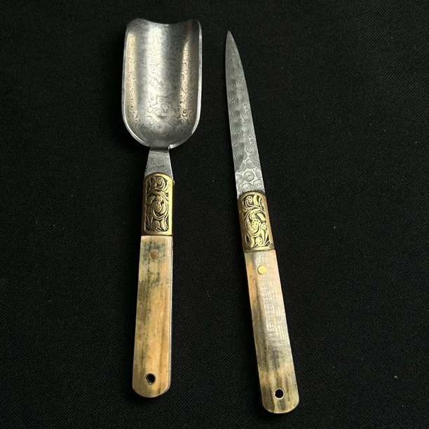 Q112901 只做天然猛犸牙 茶刀套装 茶铲长150mm茶刀长158mm