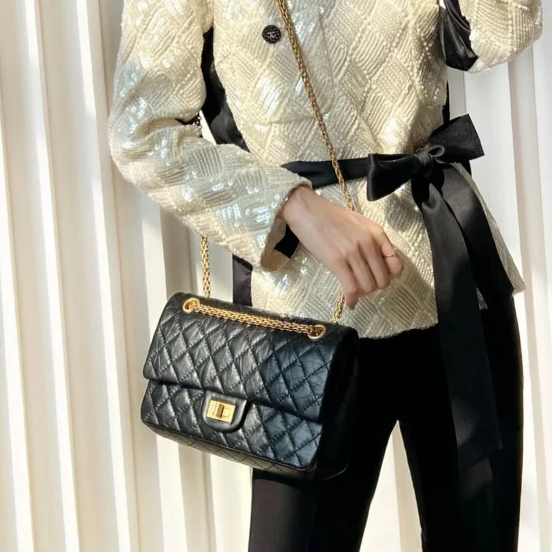 95新 Chanel/香奈儿 香奈儿   黑金cf 2.55小号 单肩链条包-1