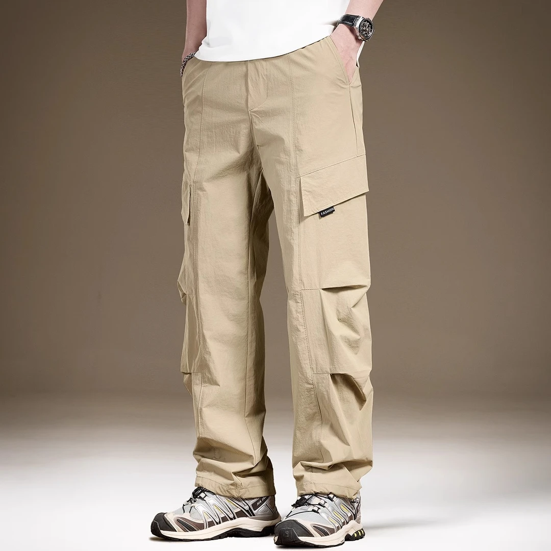 Cebrodz高端冰丝薄款裤子男夏季新款宽松直筒冲锋户外休闲工装裤