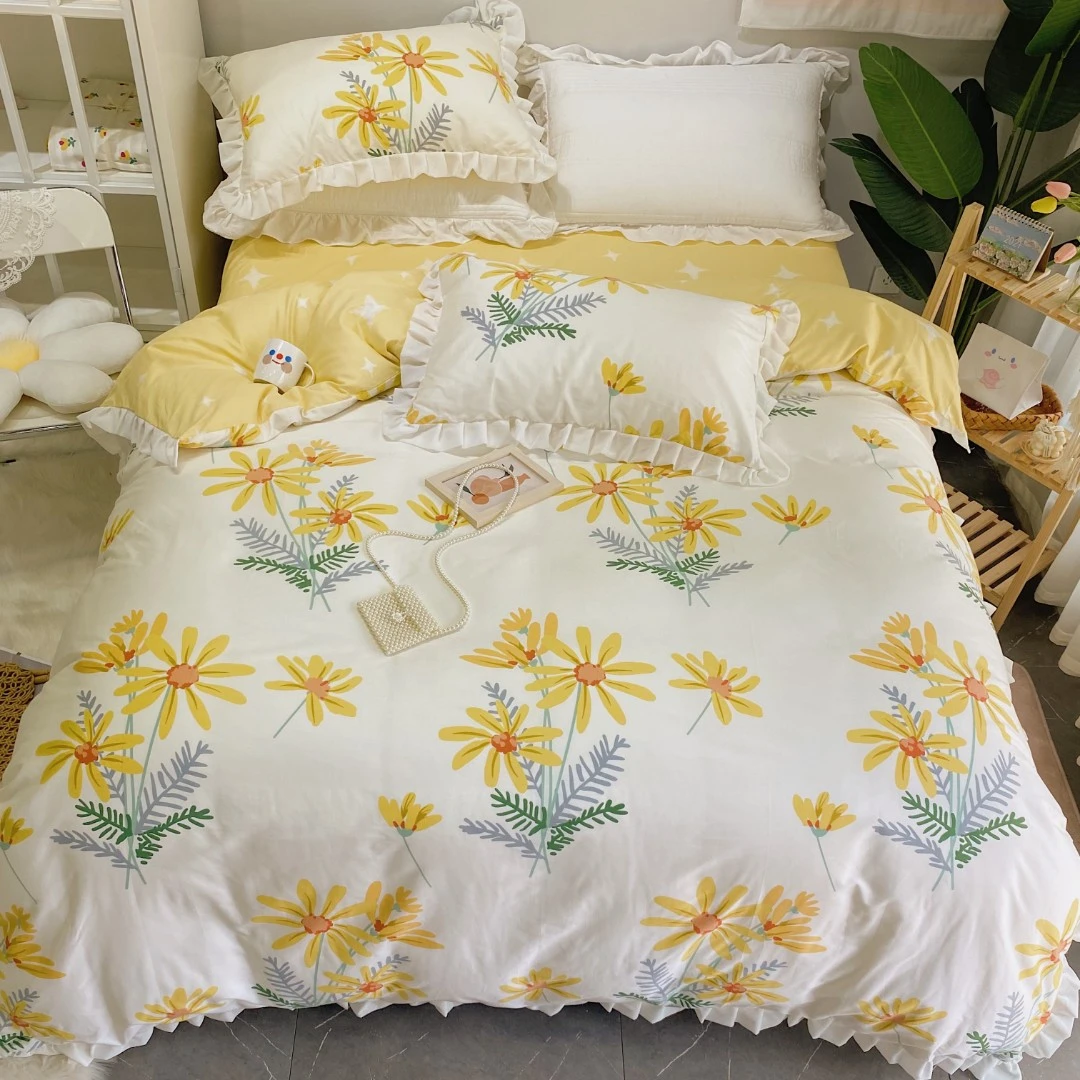 【花边工艺款四件套】纯棉床上用品100全棉简约风 全活性印染