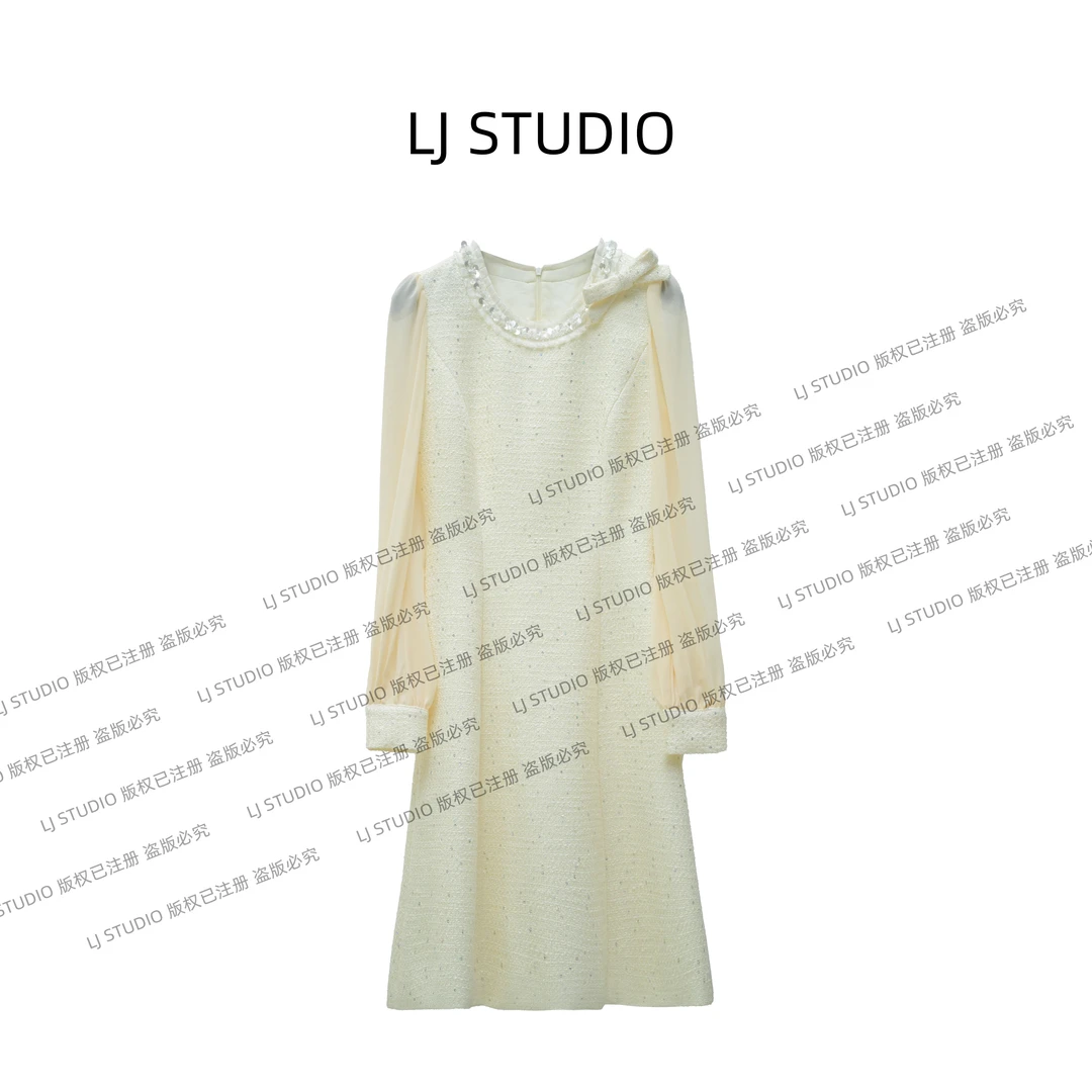 【64号单单】早秋小香连衣裙新款时尚女士长裙高定成衣LJ0036