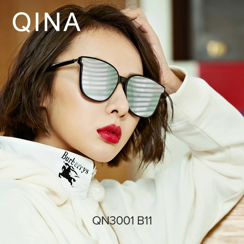 QINA亓那墨镜女防紫外线大框显瘦遮脸太阳镜男个性韩版潮流QN3001