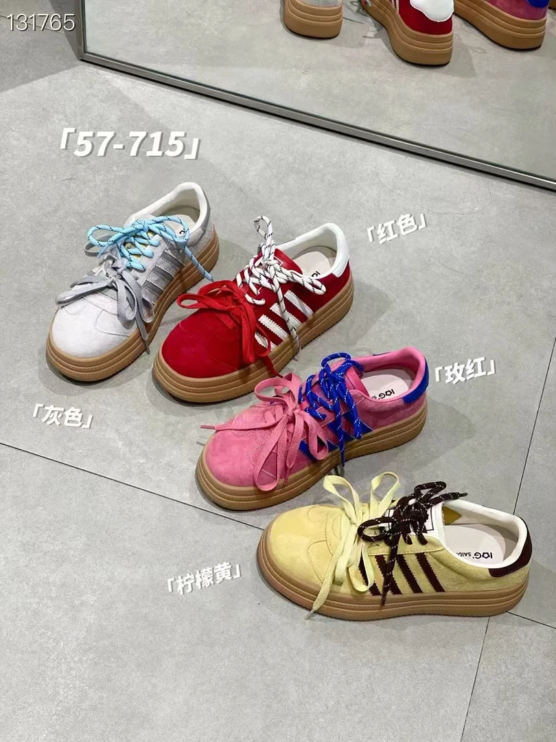 085 厚底德训鞋女鞋2025春季新款双鞋带透气休闲运动板鞋