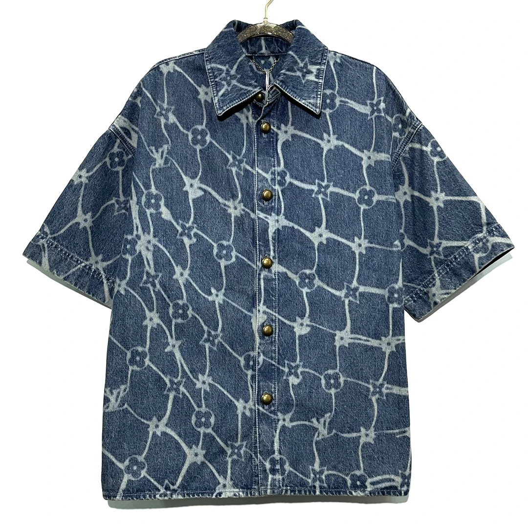 99新 LouisVuitton/路易威登 S码 老花牛仔短袖 M019