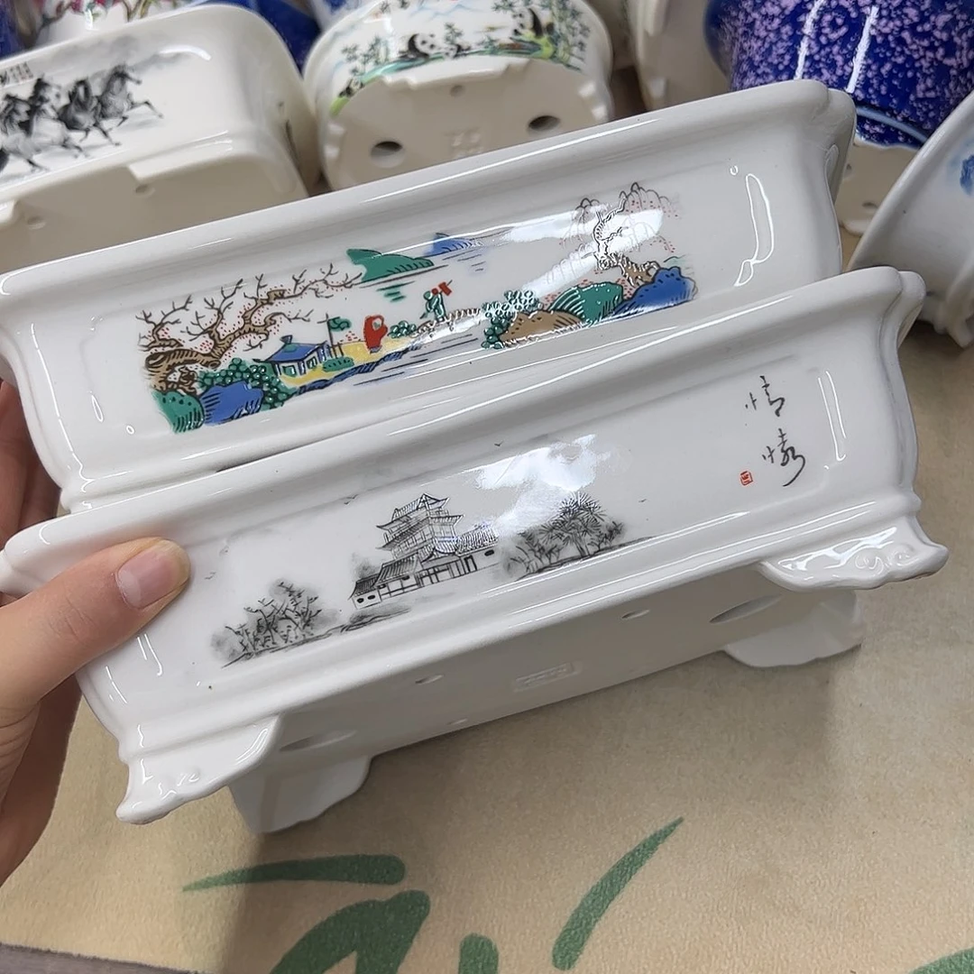 紫砂花盆184号瑕疵2个边不直不平处理介意勿拍25cm