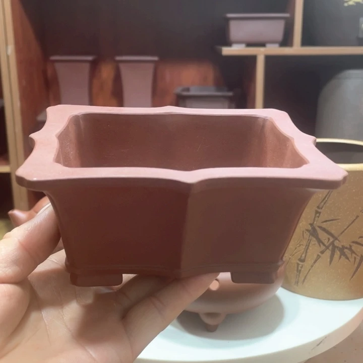 陶青水泥菱形盆14.5*11.5*7