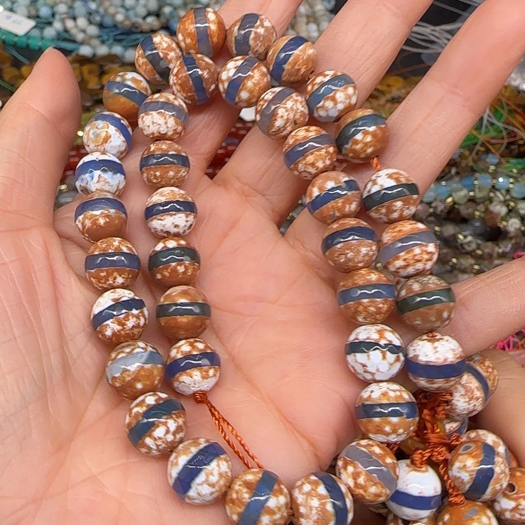 玛瑙/玉髓合金珠宝半成品一线蓝玛瑙10mm一条