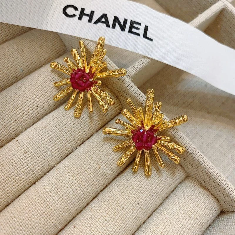 非金属亚克力耳饰 法式复古个性小众夸张风跨境时尚耳钉铜镀22K