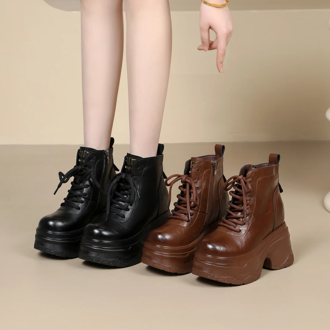 2025冬季新款小个子厚底增高马丁靴女加绒加厚英伦风短靴保暖棉鞋