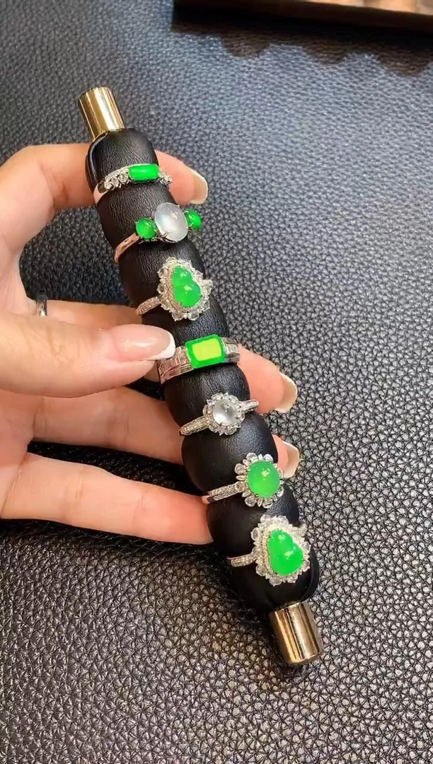 【云中意彩虹盘】18K金翡翠戒指彩虹盘-多样性发货一件-zmz