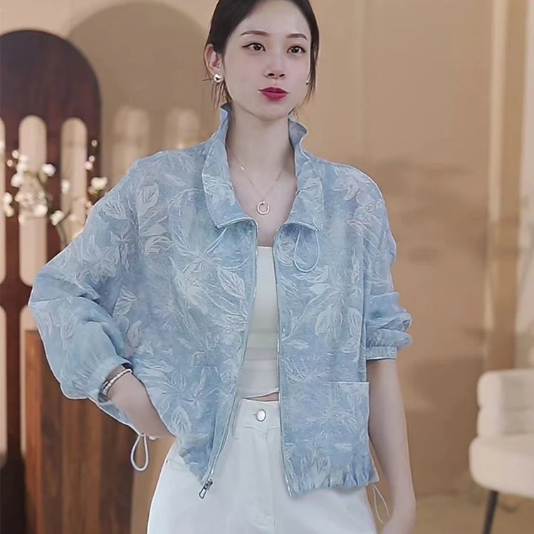 直播爆款2025夏季新款时尚轻薄气质清新宽松短款外套