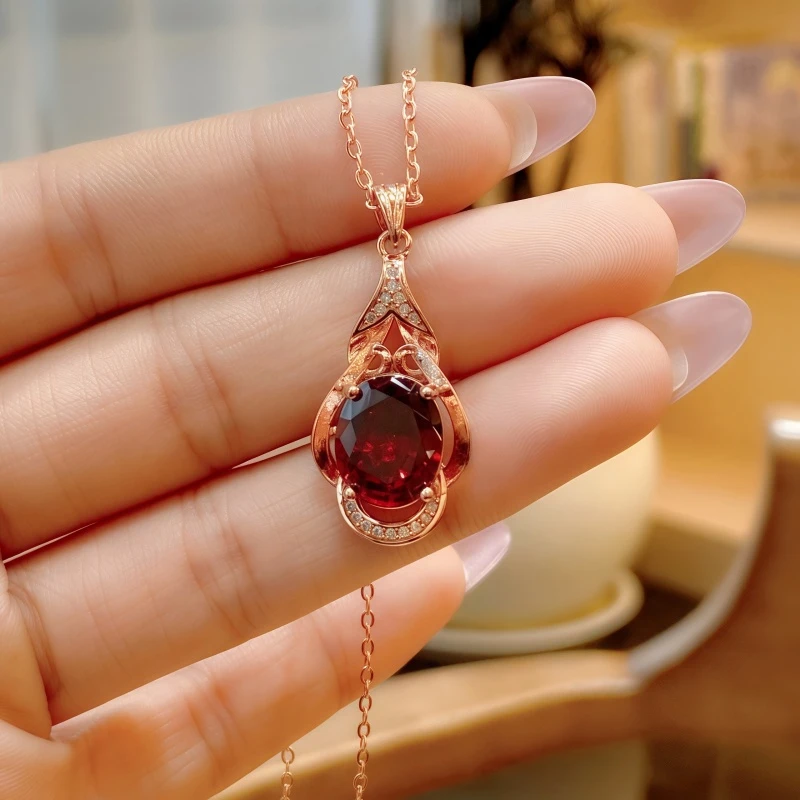 【浪漫】10X12项链时尚气质百搭红色轻奢吊坠