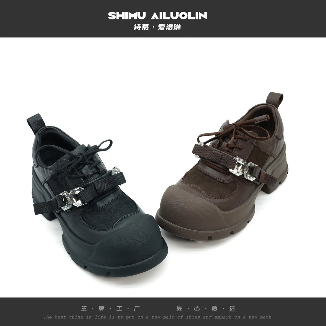 诗慕·爱洛琳 扣饰四季厚底简洁休闲品牌女鞋时尚潮流百搭乐福鞋