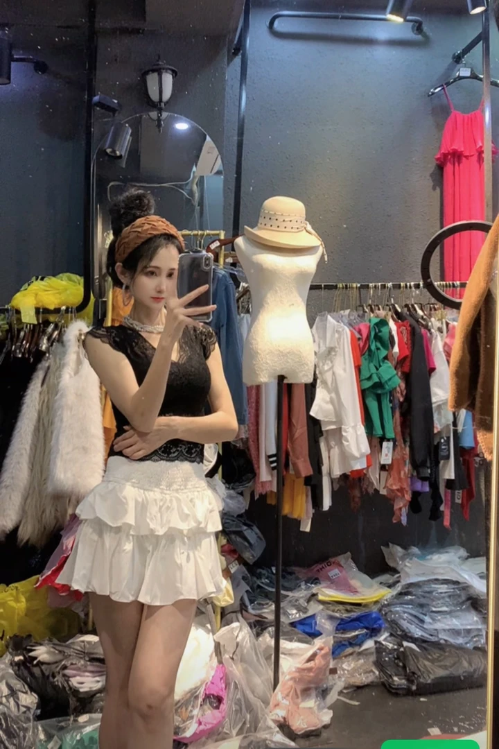 高腰防走光内衬花边蛋糕裙裤