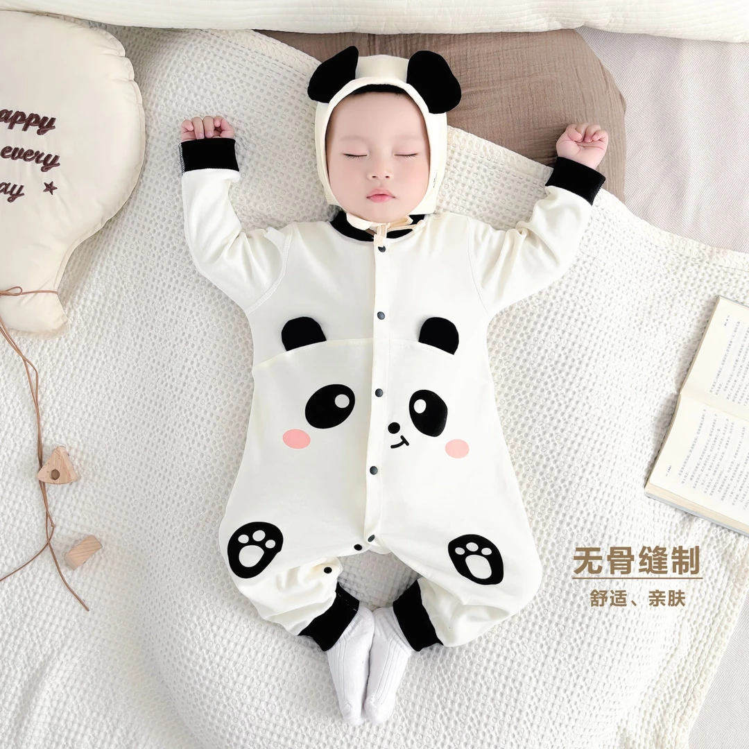 婴儿卡通外出纯棉连体衣四季款男女宝宝春秋爬服睡衣