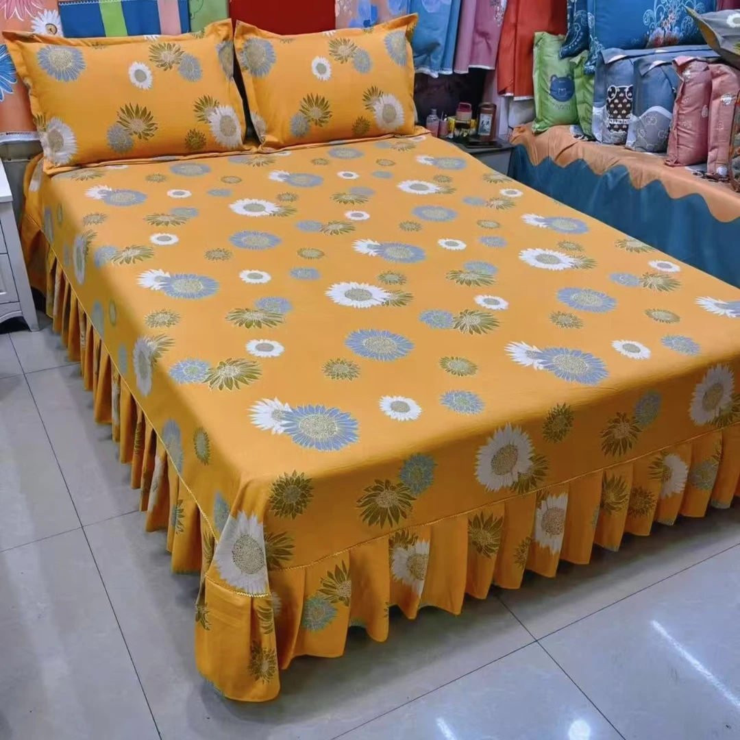 （向阳花黄色）加厚磨毛斜纹暖绒棉单独床裙床上用品