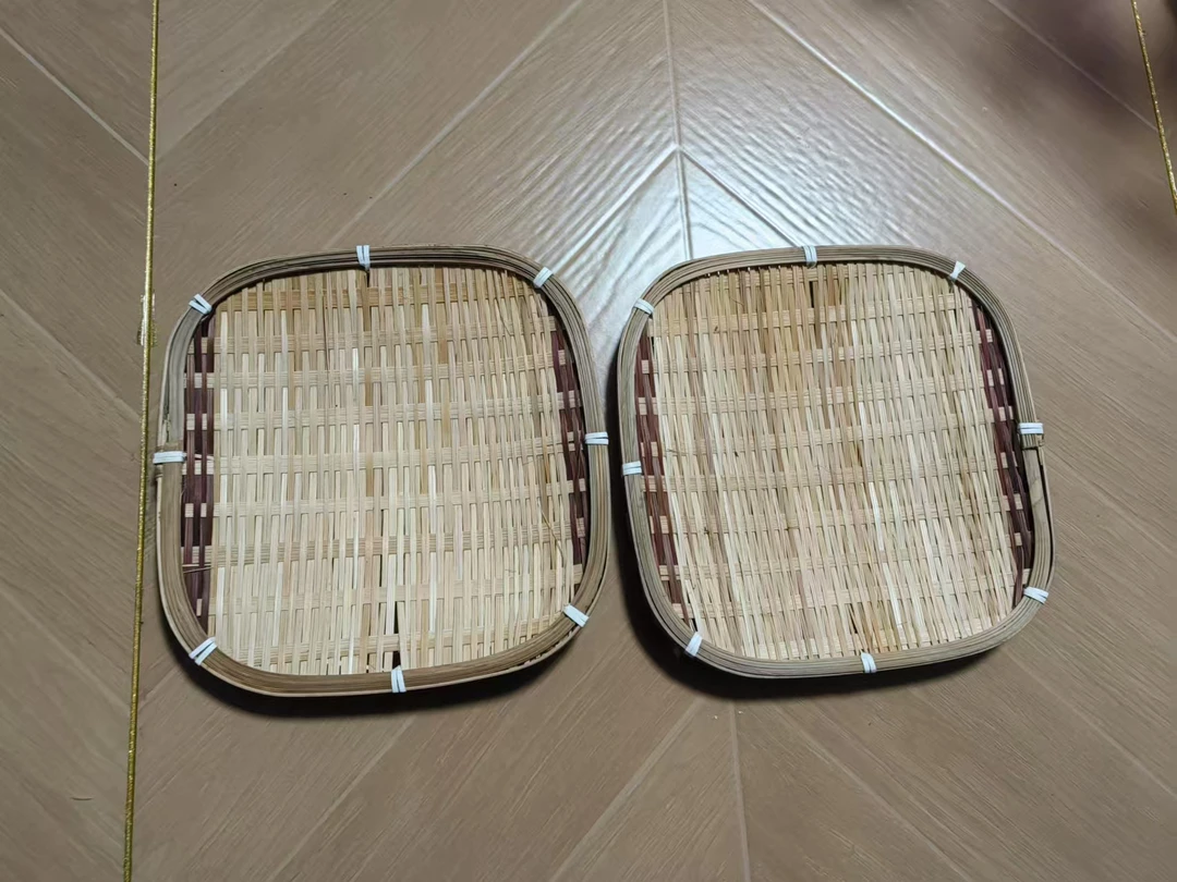 2个竹编点心水果盘子竹编手工编织收纳筐