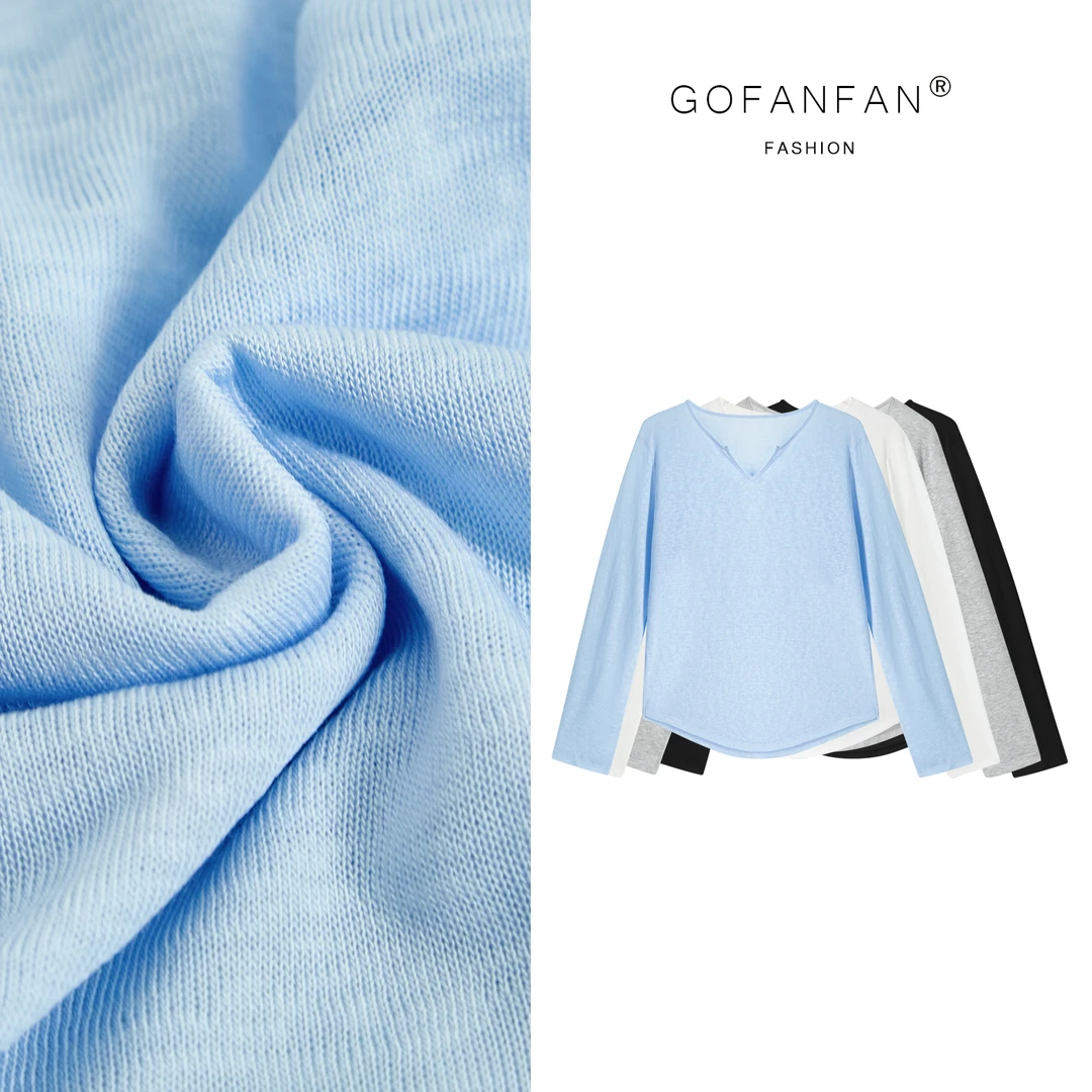 GFF STUDIO【锁骨叙事】宽松时髦极简主义透气纯色长袖T恤