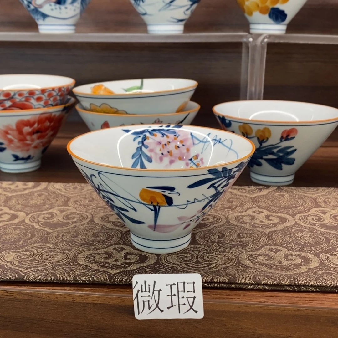 釉下手绘茶具微瑕