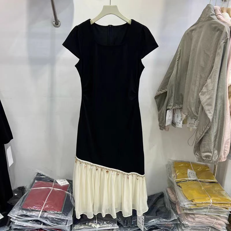 3818鱼尾拼接连衣裙