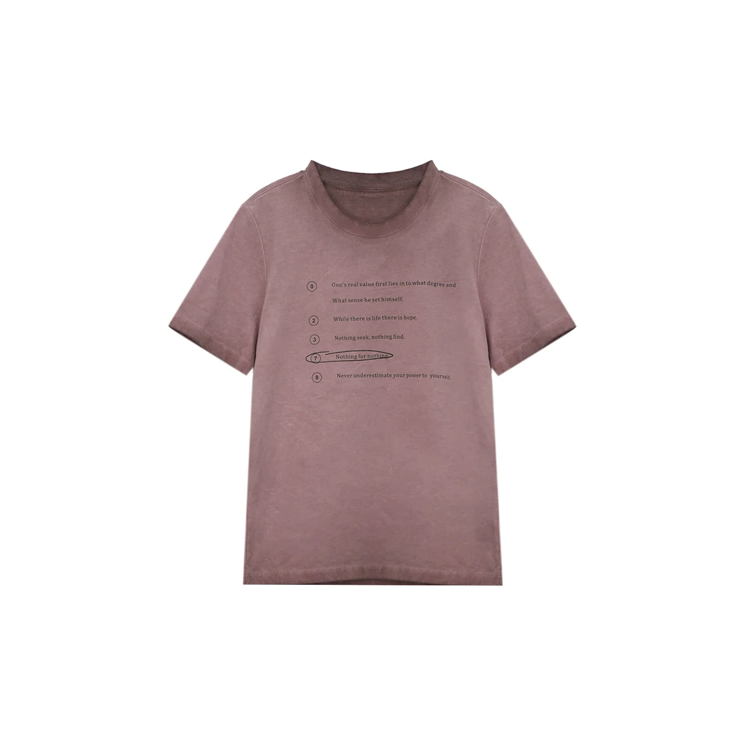 LAZYXUE薛懒懒正肩挺阔字母印花短袖套头T恤1TDM908A0