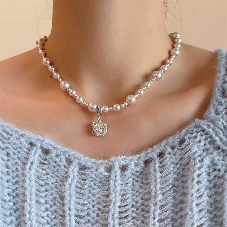 6015轻奢渐变珠拼接项链