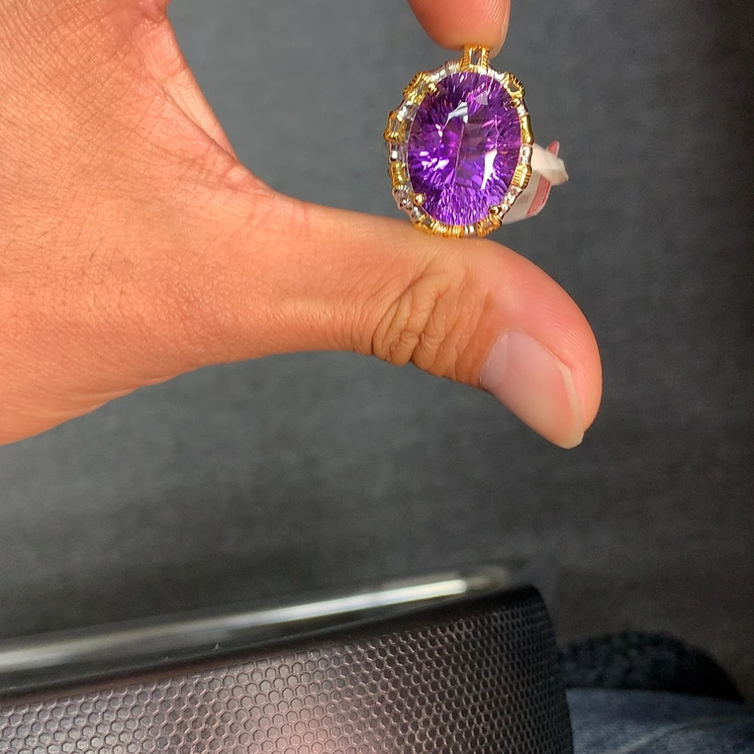 银S925镀金镶嵌水晶戒指