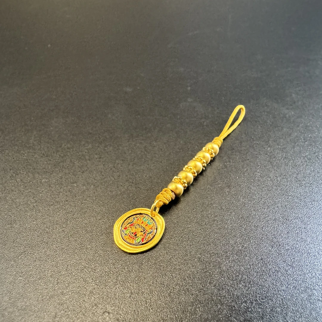 足金999黄金 古法珐琅彩文玩扎基拉姆侧挂