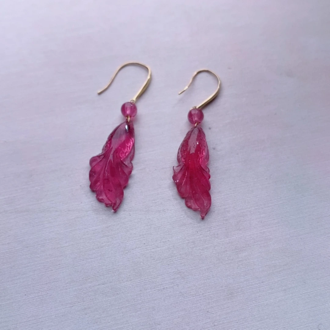 碧玺耳饰18K金镶嵌碧玺耳饰yy