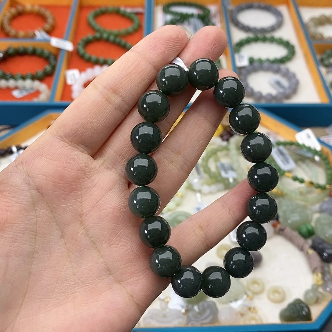 和田玉未镶嵌颈饰w11且末蓝12mm