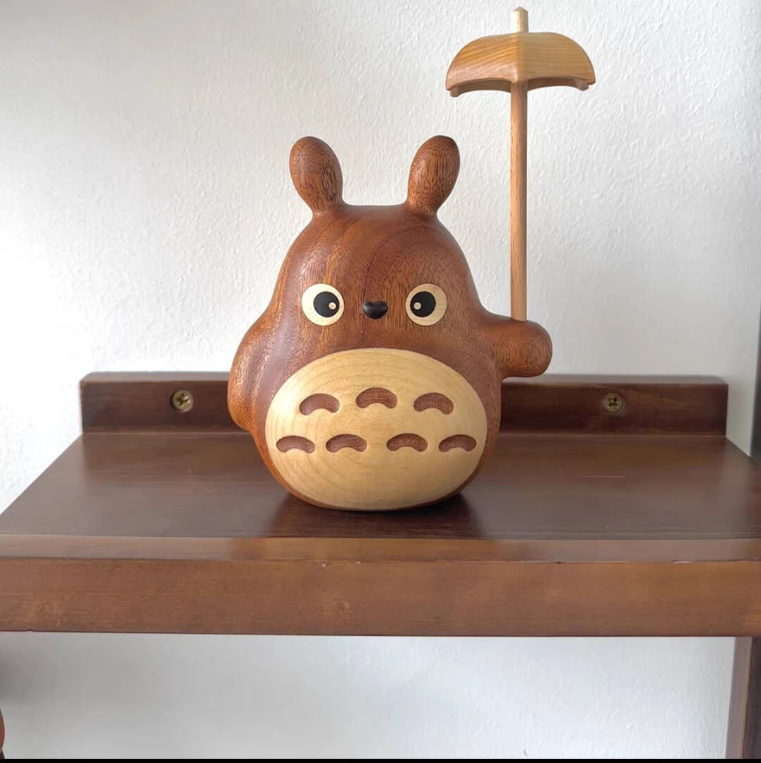 网红家居摆件酒柜电视柜客厅布置大龙猫装饰品生日礼物木雕玩具