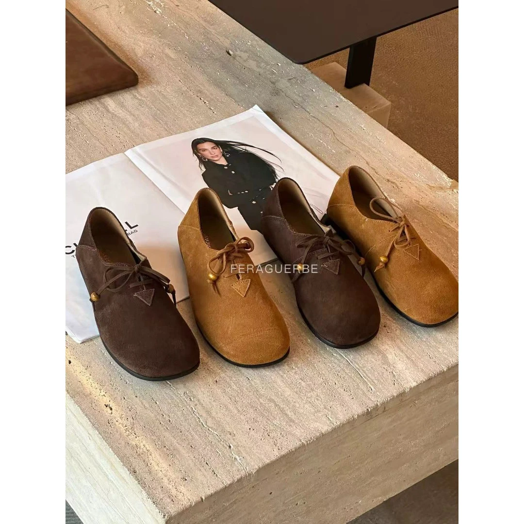 【福利】法拉姿-软底“牛皮”百搭串珠蝴蝶结单鞋#818889