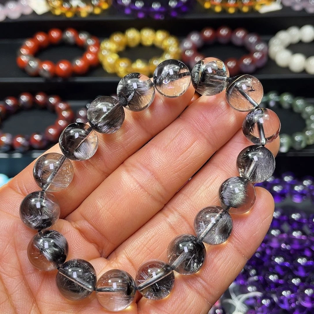 水晶手链未镶嵌黑银钛