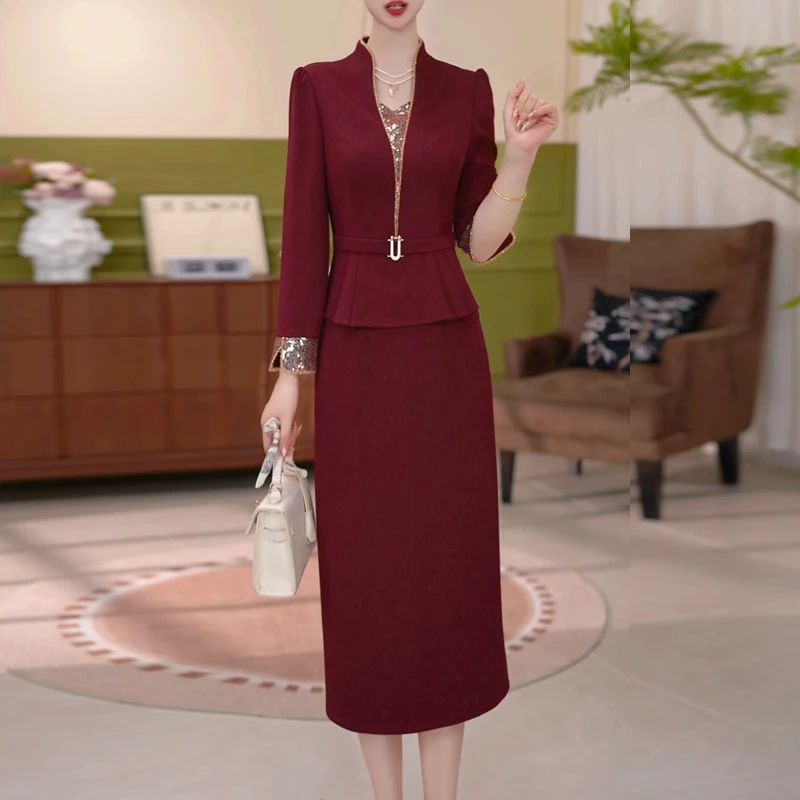 高档喜婆婆婚宴装连衣裙女秋季2025新款高端喜庆平时可穿中长裙子