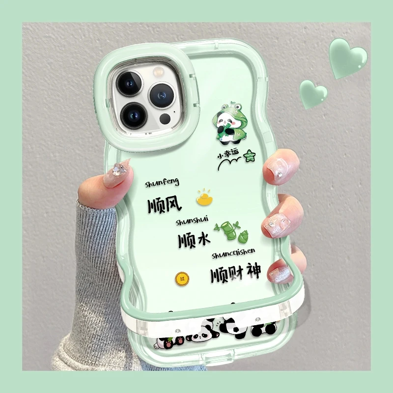 大熊猫适用于苹果/华为/OPPO/VIVO/小米手机壳双支架防摔时尚女款