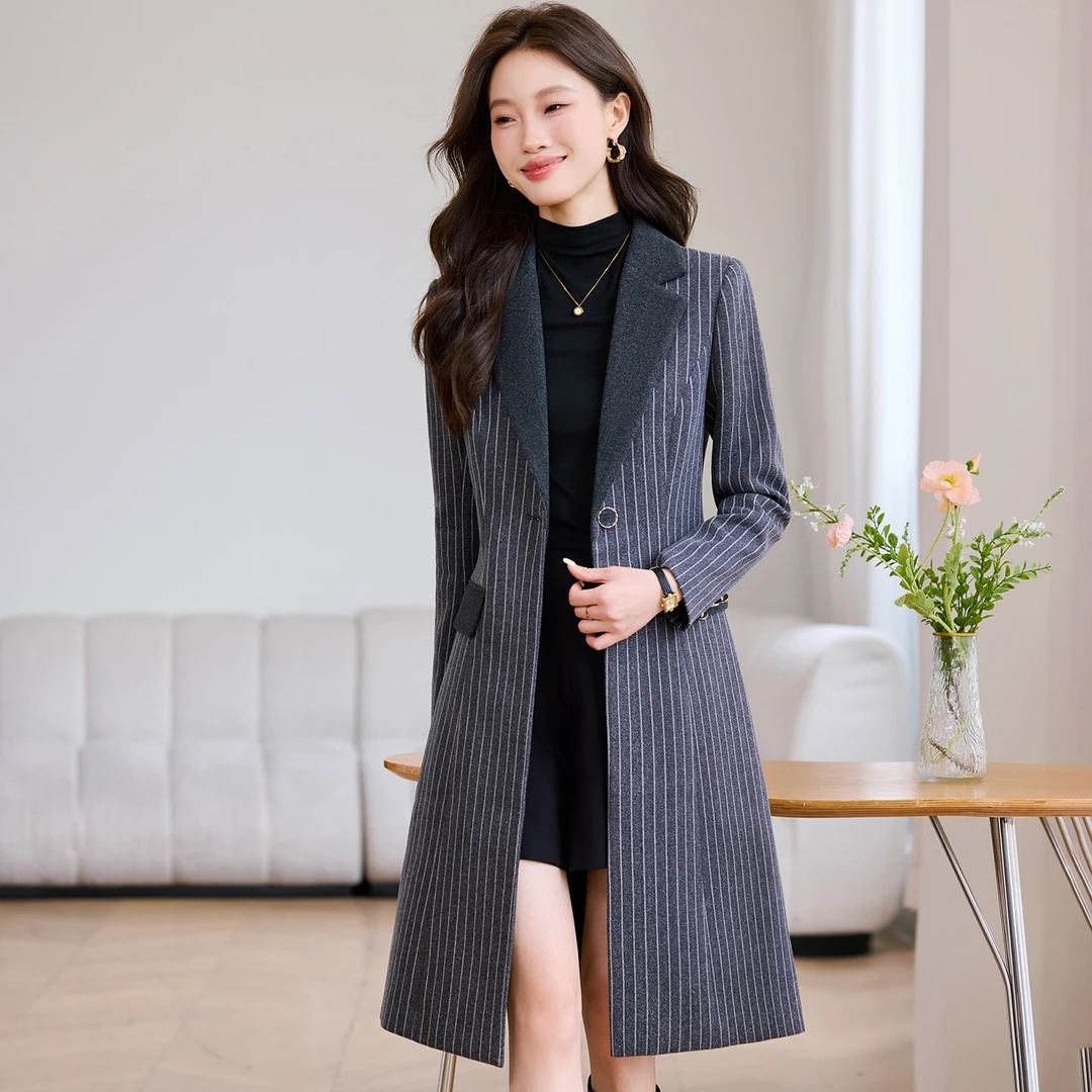 风衣外套女2025秋冬厚款新款时尚休闲中长款小个子高级感毛呢大衣