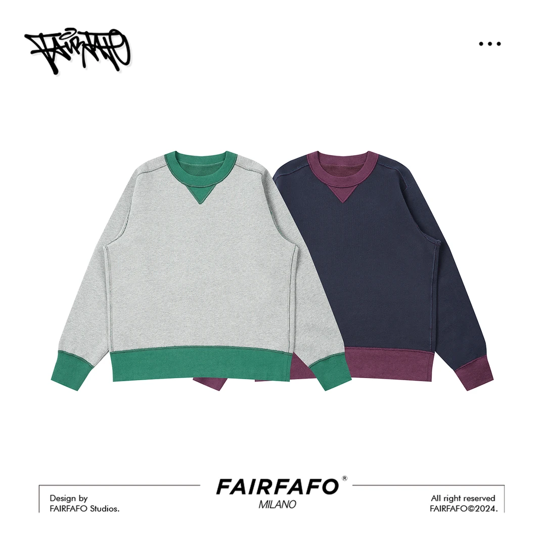 FAIRFAFO林肉肉【撞色圆领设计感卫衣】WYAL48014时尚拼色圆领卫衣