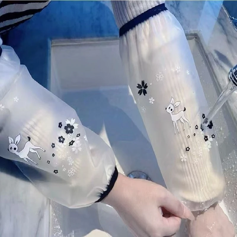 秋冬季透明防水袖套女韩版长款套袖厨房护袖学生工作防污成人手袖