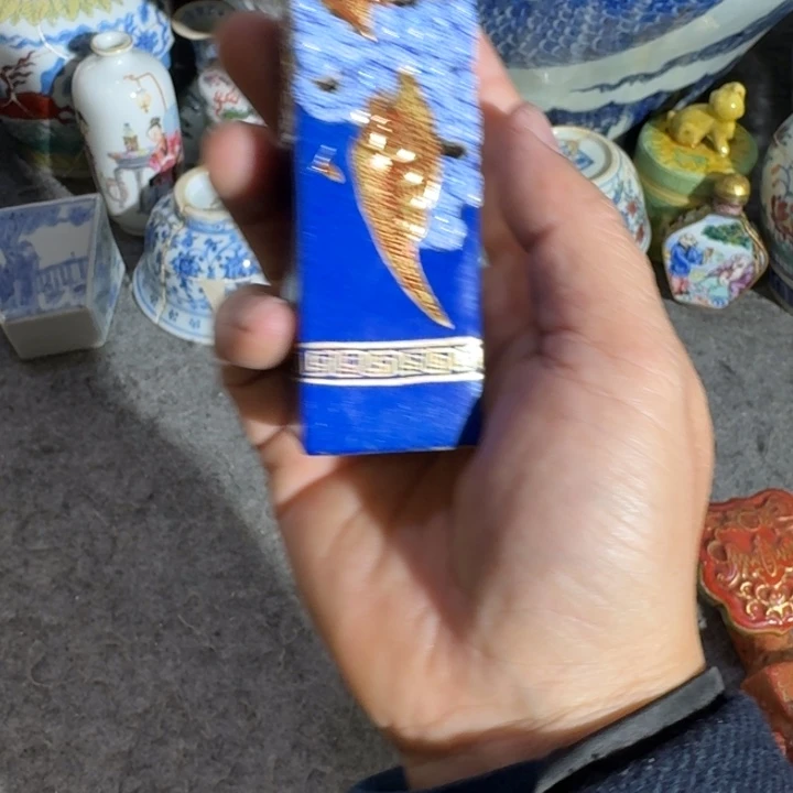 品***生摆件陶瓷工艺品摆件珐琅彩云福纹印章