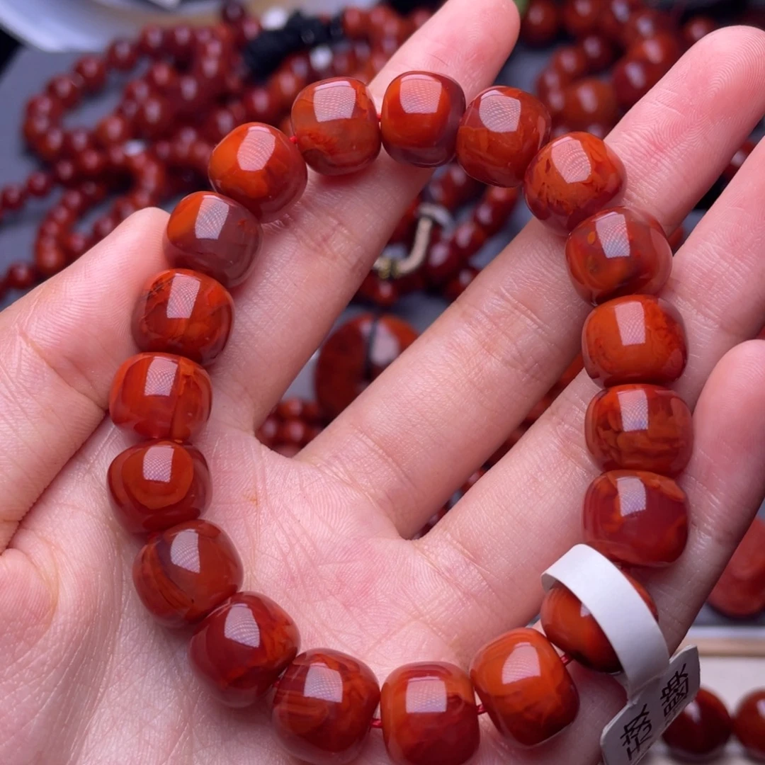 未镶嵌其他南红玛瑙12mm精品瓦西火焰纹老型手串