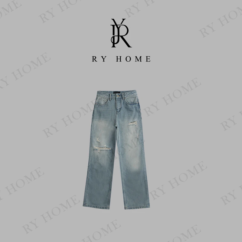 【容雨RYHOME】100%棉＋时尚水洗直筒休闲牛仔裤251K2354