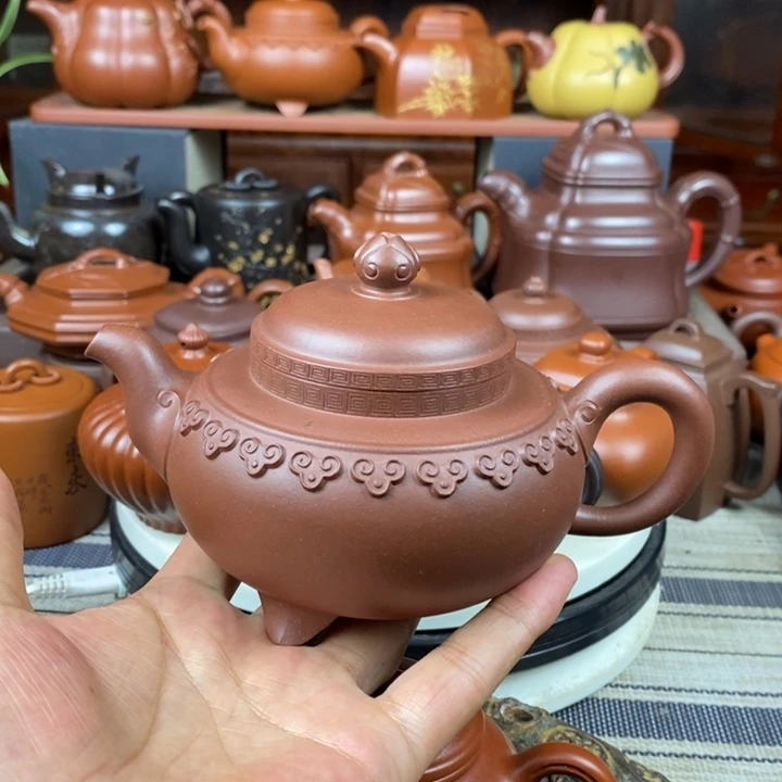 紫砂茶壶云肩如意380cc原矿底曹青特价