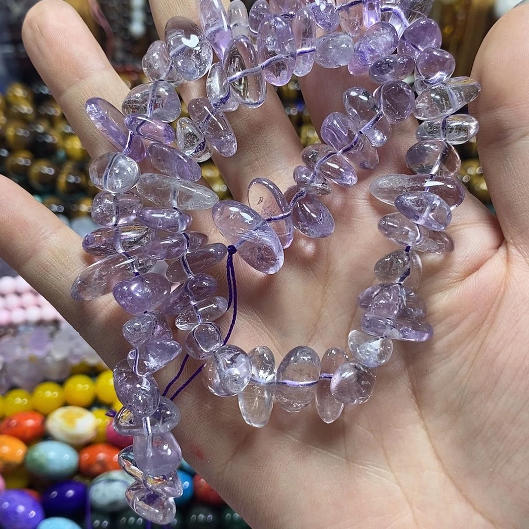 玛瑙/玉髓未镶嵌珠宝半成品紫水晶中孔一条卡18mm