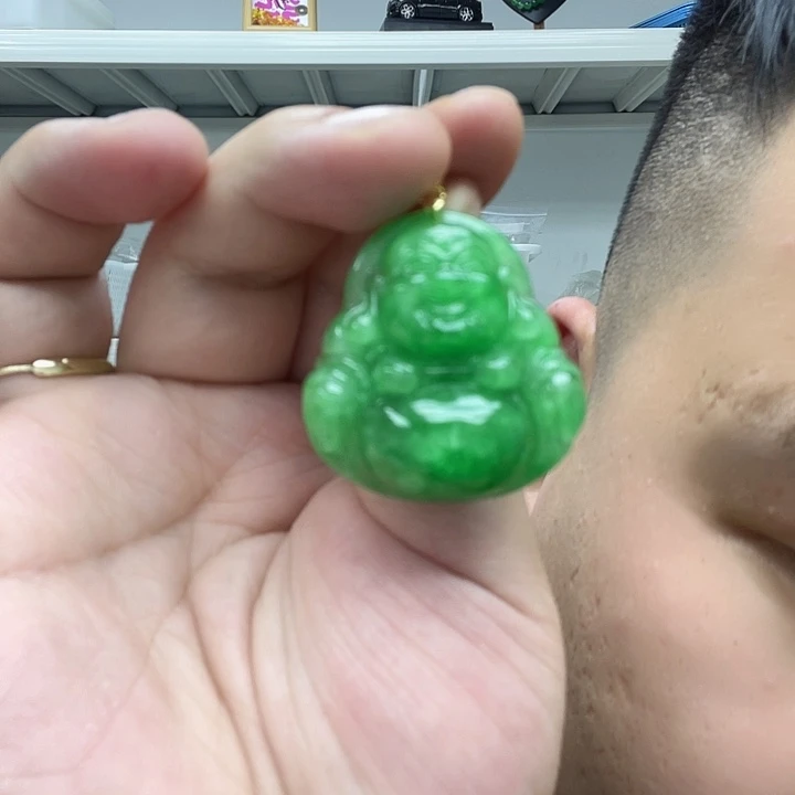 翡翠颈饰14K金镶嵌148佛公