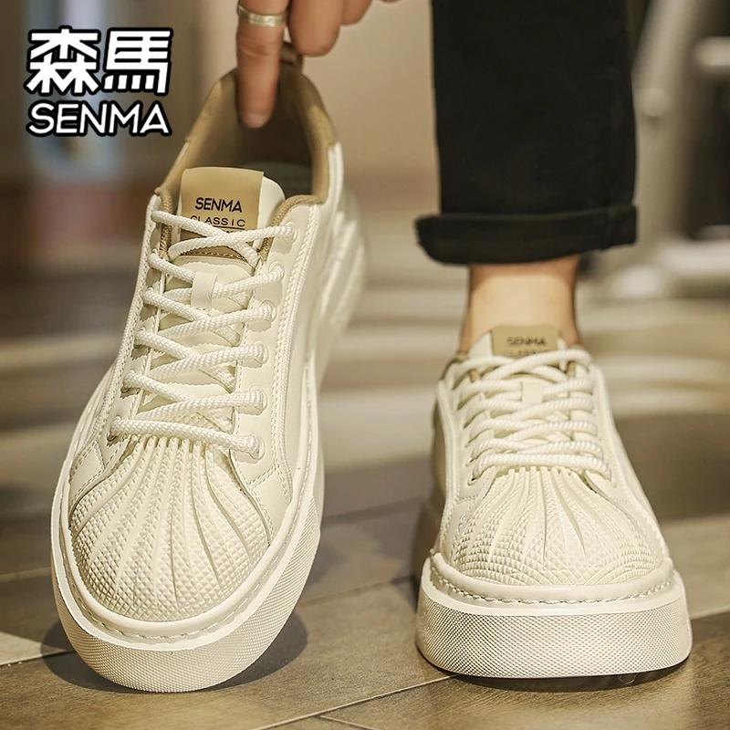 森马男鞋2025新款冬季潮流百搭贝壳头板鞋学生运动休闲增高小白鞋