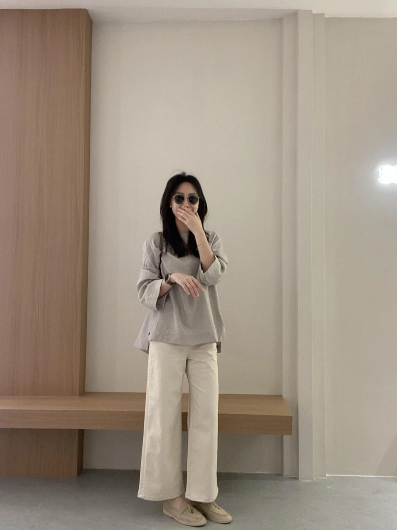 2025秋季新款韩系简约休闲松弛感上衣显瘦高腰百搭休闲裤两件套