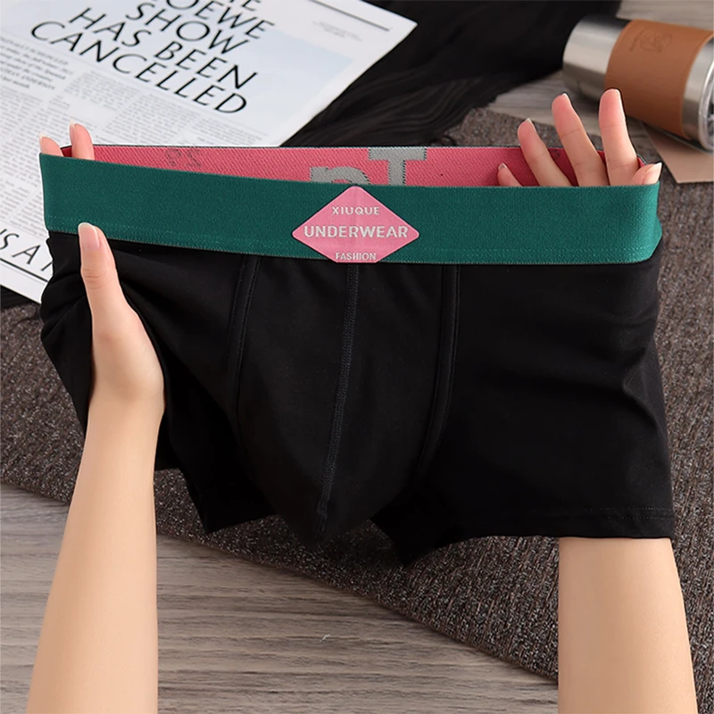 棉质新款个性粉色男士内裤潮流运动平角裤男生舒适透气四角短裤头