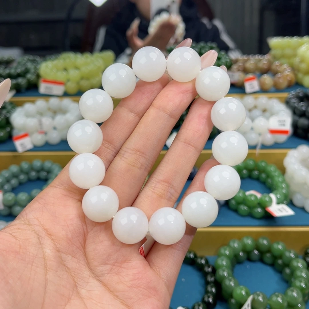 「***」和田玉未镶嵌手链天然和田玉新疆山流水手串16